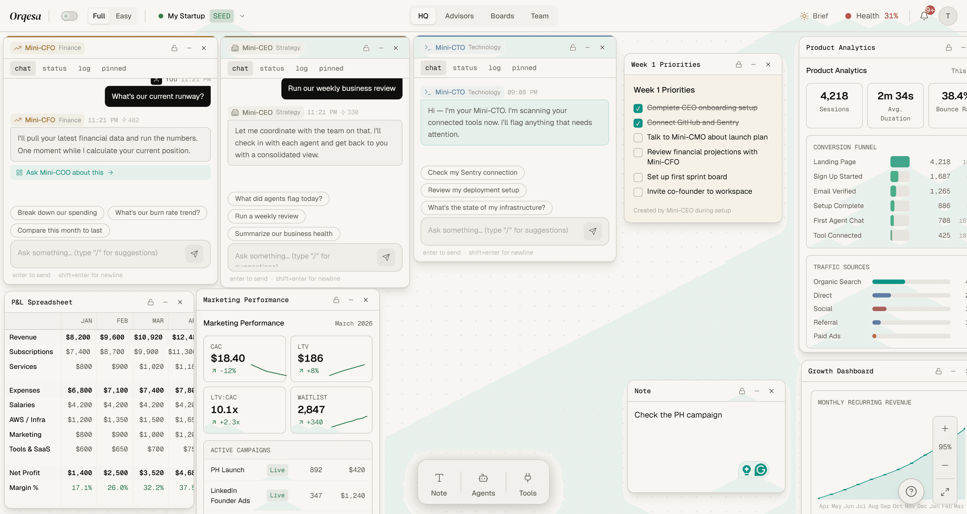 Orqesa HQ — your workspace